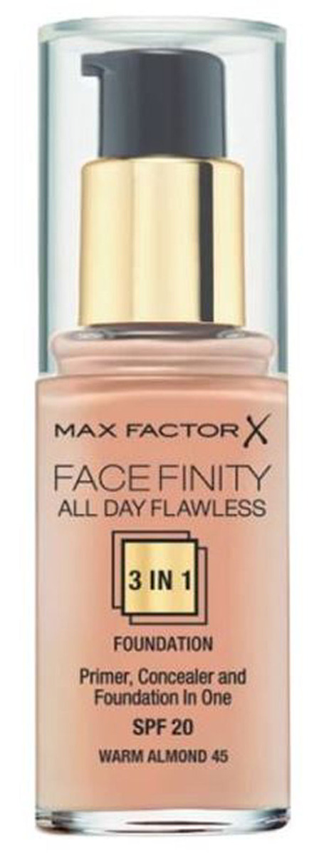 Max Factor Facefinity All Day Flawless 3in1 Foundation Spf20 Warm Almond 30ml - Mvbeauty  - 3614225851582