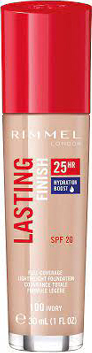 Rimmel London Lasting Finish Full Coverage Lightweight Foundation Spf20 100 Ivory 30ml - Mvbeauty  - 3607345379036